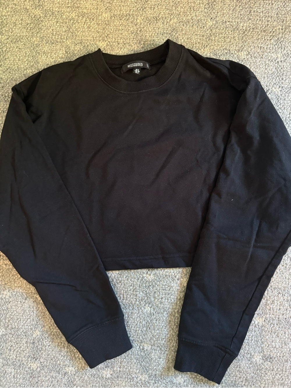 Missguided Black Cropped Sweatshirt